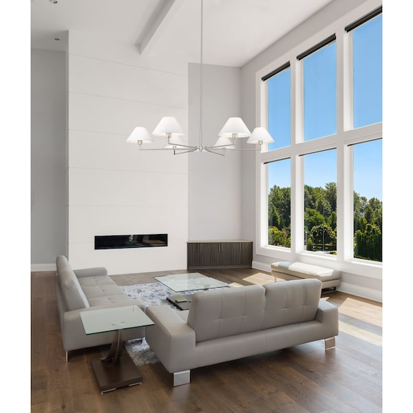 Z-Lite Leila Chandelier, 6-Light, 63 In.W x 10.75 In.H, Brushed